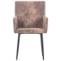 Dining chairs with armrests 2 units synthetic brown suede leather by , dining chairs - Ref: Foro24-282057, Price: 200,42 €, D...