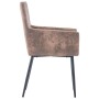 Dining chairs with armrests 2 units synthetic brown suede leather by , dining chairs - Ref: Foro24-282057, Price: 200,42 €, D...