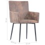 Dining chairs with armrests 2 units synthetic brown suede leather by , dining chairs - Ref: Foro24-282057, Price: 200,42 €, D...