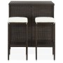 3-piece brown synthetic rattan bar garden table and chairs set by vidaXL, Furniture sets for kitchens and dining rooms - Ref:...