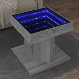 Mesa de centro y LED madera ingeniería gris Sonoma 50x50x45 cm de , Mesas de centro - Ref: Foro24-847565, Precio: 112,99 €, D...