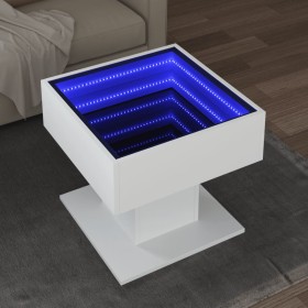 Mesa de centro con luz LED madera ingeniería blanca 50x50x45 cm de , Mesas de centro - Ref: Foro24-847525, Precio: 113,99 €, ...