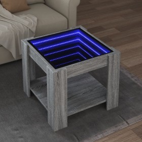 Mesa de centro y LED madera ingeniería gris Sonoma 53x53x45 cm de , Mesas de centro - Ref: Foro24-847544, Precio: 112,99 €, D...