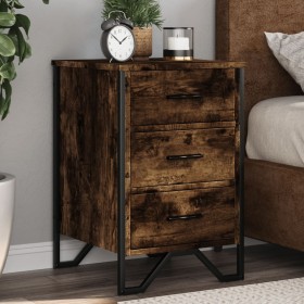 Mesita de noche madera de ingeniería roble ahumado 40x41x60 cm de , Mesitas de noche - Ref: Foro24-848526, Precio: 78,90 €, D...