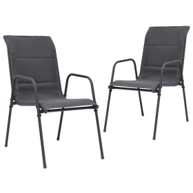 Stackable garden chairs 2 pcs anthracite gray textilene steel by vidaXL, Garden chairs - Ref: Foro24-313075, Price: 125,54 €,...