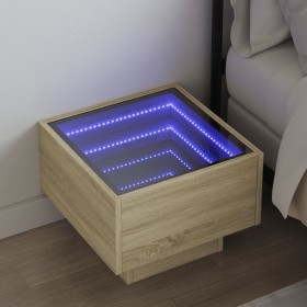 Bedside table with Infinity LED Sonoma oak 40x40x30 cm by , Nightstands - Ref: Foro24-3284065, Price: 74,99 €, Discount: %