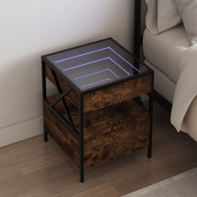 Mesita de noche con Infinity LED roble ahumado 40x40x51 cm de , Mesitas de noche - Ref: Foro24-3284103, Precio: 96,99 €, Desc...