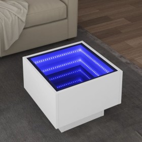 Side table with LED light, engineered wood, white, 40x40x30 cm by , Coffee table - Ref: Foro24-847497, Price: 77,72 €, Discou...