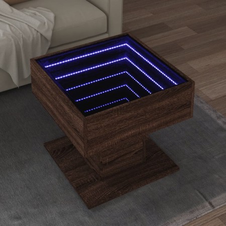 Mesa de centro y LED madera ingeniería marrón roble 50x50x45 cm de , Mesas de centro - Ref: Foro24-847531, Precio: 113,99 €, ...