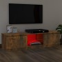 Mueble de TV con luces LED roble ahumado 140x40x35,5 cm de vidaXL, Muebles TV - Ref: Foro24-822681, Precio: 78,44 €, Descuent...