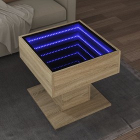 Center table and LED engineered wood Sonoma oak 50x50x45 cm by , Coffee table - Ref: Foro24-847527, Price: 109,99 €, Discount: %