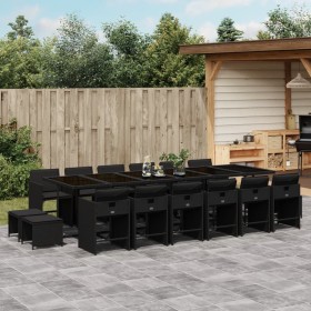 Garden furniture set 17 pieces with black synthetic rattan cushions by , Garden sets - Ref: Foro24-3211183, Price: 991,62 €, ...