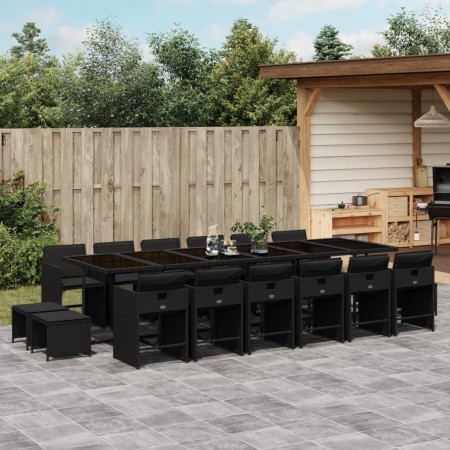 Garden furniture set 17 pieces with black synthetic rattan cushions by , Garden sets - Ref: Foro24-3211183, Price: 1,00 €, Di...