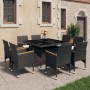 Set de comedor de jardín 9 pzas ratán PE vidrio templado negro de , Conjuntos de jardín - Ref: Foro24-3095894, Precio: 621,99...