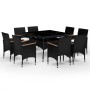 Set de comedor de jardín 9 pzas ratán PE vidrio templado negro de , Conjuntos de jardín - Ref: Foro24-3095894, Precio: 621,99...