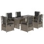 Garden dining set 7 pieces and gray synthetic rattan cushions by , Garden sets - Ref: Foro24-3262928, Price: 788,64 €, Discou...