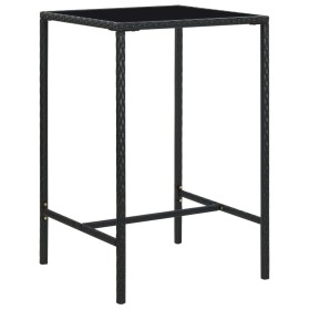 Mesa alta de jardín ratán sintético y vidrio negro 70x70x110 cm de vidaXL, Mesas de jardín - Ref: Foro24-313458, Precio: 96,9...