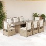 Set comedor de jardín 9 pzas con cojines ratán sintético beige de , Conjuntos de jardín - Ref: Foro24-3262937, Precio: 1,00 €...