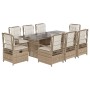 Set comedor de jardín 9 pzas con cojines ratán sintético beige de , Conjuntos de jardín - Ref: Foro24-3262937, Precio: 1,00 €...