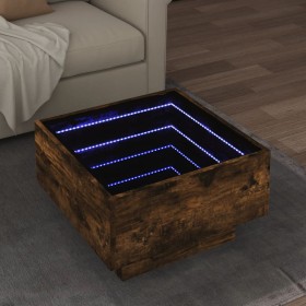 Mesa de centro y LED madera ingeniería roble ahumado 50x50x30cm de , Mesas de centro - Ref: Foro24-847508, Precio: 107,99 €, ...