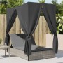 Double sun lounger with roof and light gray synthetic rattan curtains by , Loungers - Ref: Foro24-368077, Price: 337,47 €, Di...