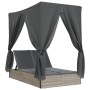 Double sun lounger with roof and light gray synthetic rattan curtains by , Loungers - Ref: Foro24-368077, Price: 337,47 €, Di...