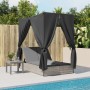 Double sun lounger with roof and light gray synthetic rattan curtains by , Loungers - Ref: Foro24-368077, Price: 337,47 €, Di...