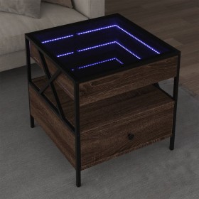 Mesa de centro con Infinity LED marrón roble 50x50x51 cm de , Mesas de centro - Ref: Foro24-847716, Precio: 131,29 €, Descuen...