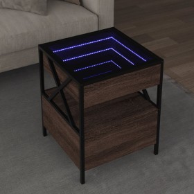 Mesa de centro con Infinity LED marrón roble 40x40x51 cm de , Mesas de centro - Ref: Foro24-847721, Precio: 99,99 €, Descuent...