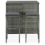 3-piece gray synthetic rattan bar garden table and chairs set by vidaXL, Furniture sets for kitchens and dining rooms - Ref: ...