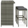 3-piece gray synthetic rattan bar garden table and chairs set by vidaXL, Furniture sets for kitchens and dining rooms - Ref: ...