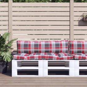 Cushions for pallet sofa, 2 units, red checkered fabric. by , Cushions for chairs and sofas - Ref: Foro24-360935, Price: 57,7...