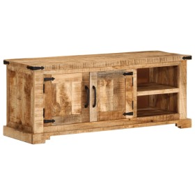 Solid rough mango wood TV stand 110x35x45 cm by , CD and DVD storage - Ref: Foro24-376039, Price: 237,99 €, Discount: %