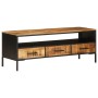 Solid rough mango wood TV stand 110x35x40 cm by , CD and DVD storage - Ref: Foro24-376045, Price: 204,44 €, Discount: %