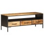 Solid rough mango wood TV stand 110x35x40 cm by , CD and DVD storage - Ref: Foro24-376045, Price: 204,44 €, Discount: %