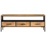 Solid rough mango wood TV stand 110x35x40 cm by , CD and DVD storage - Ref: Foro24-376045, Price: 204,44 €, Discount: %