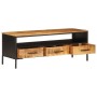 Solid rough mango wood TV stand 110x35x40 cm by , CD and DVD storage - Ref: Foro24-376045, Price: 204,44 €, Discount: %