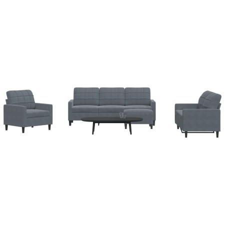 Set of sofas with 4 dark gray velvet cushions by , Sofas - Ref: Foro24-3278362, Price: 749,76 €, Discount: %