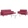 Three-piece velvet sofa set with red wine cushions by , Sofas - Ref: Foro24-3278405, Price: 532,71 €, Discount: %