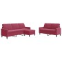 Three-piece velvet sofa set with red wine cushions by , Sofas - Ref: Foro24-3278405, Price: 532,71 €, Discount: %