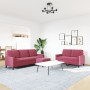 Three-piece velvet sofa set with red wine cushions by , Sofas - Ref: Foro24-3278405, Price: 532,71 €, Discount: %