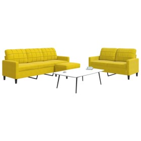 Dreiteiliges Sofaset mit gelben Samtkissen. von , Sofas - Ref: Foro24-3278407, Preis: 529,99 €, Rabatt: %