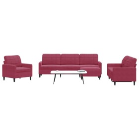 Sofagarnitur mit 4-teiligen Kissen aus bordeauxrotem Samtstoff. von , Sofas - Ref: Foro24-3278445, Preis: 669,63 €, Rabatt: %