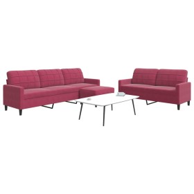 3-piece velvet burgundy sofa set with cushions by , Sofas - Ref: Foro24-3278485, Price: 523,12 €, Discount: %