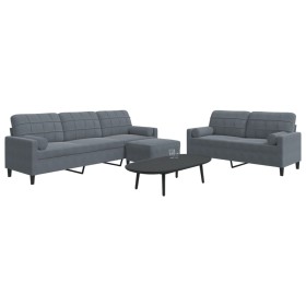 3-piece dark gray velvet sofa set with cushions by , Sofas - Ref: Foro24-3278502, Price: 672,81 €, Discount: %