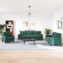 Set of sofas with 3 dark green velvet cushions by , Sofas - Ref: Foro24-3278453, Price: 687,11 €, Discount: %