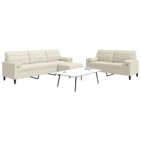 3-piece cream velvet sofa set with cushions by , Sofas - Ref: Foro24-3278509, Price: 592,99 €, Discount: %