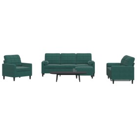 Set of sofas with 4 dark green velvet cushions by , Sofas - Ref: Foro24-3278383, Price: 703,99 €, Discount: %