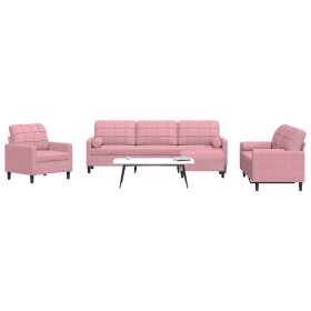 4-piece pink velvet sofa set with cushions by , Sofas - Ref: Foro24-3278464, Price: 744,99 €, Discount: %