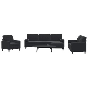 Set of sofas with 4 black velvet cushions by , Sofas - Ref: Foro24-3278466, Price: 740,99 €, Discount: %